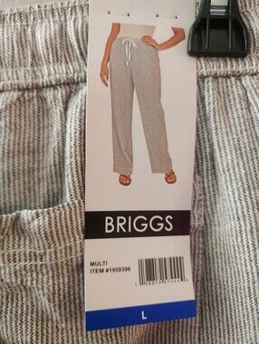 NWT PANTS LINEN BLEND WIDE LEG PANTS SIZE LARGE BY BRIGGS